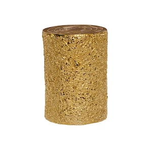 13 in. Gold Medium Cylinder Aluminum End Accent Table