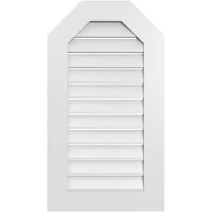 20 in. x 36 in. Octagonal Top Surface Mount PVC Gable Vent: Functional with Standard Frame