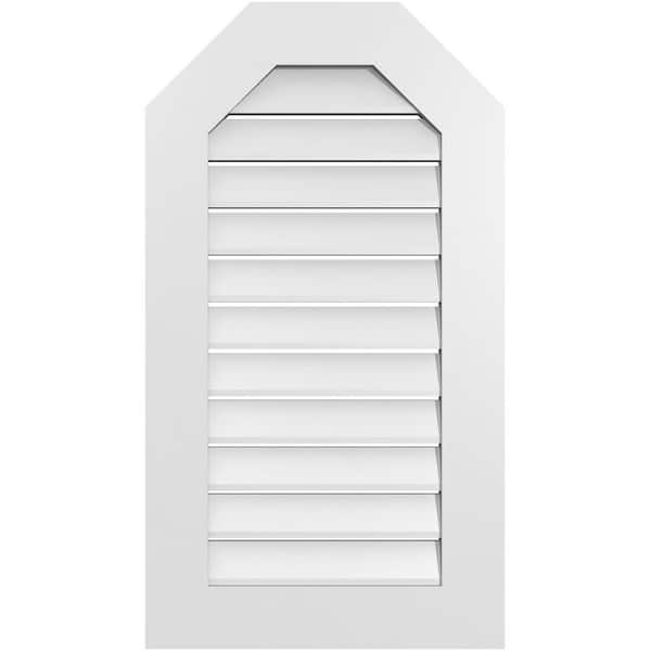 Ekena Millwork 20 in. x 36 in. Octagonal Top Surface Mount PVC Gable Vent: Functional with Standard Frame