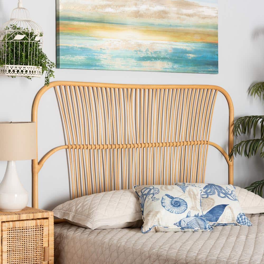 Natural Rattan Queen Size Wall-Mount Headboard