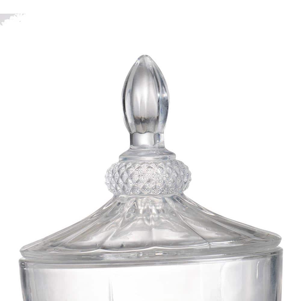 Elegant Clear Glass Beverage Dispenser with Polished Silver Lid