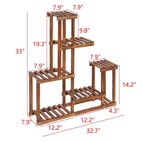 6-Tier Brown wood Plant Stands (32.7 in. H W x 33 in. H
