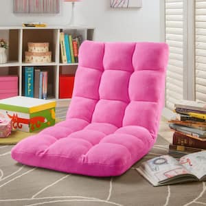 Microplush Pink Quilted Folding Gaming Chair Floor Recliner