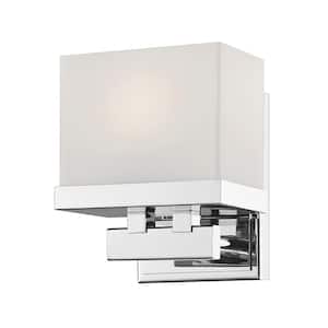 Rivulet 5.5 in. 1-Light Chrome Integrated LED Shaded Vanity Light with Matte Opal Glass Shade