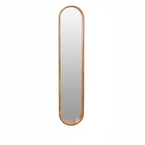 9.5 in. W x 47.2 in. H Narrow Oval Brown Wood Framed Full Length Wall Mirror