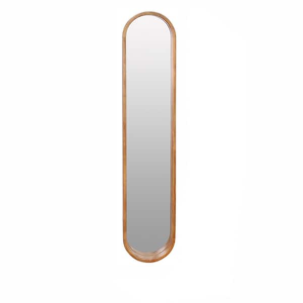 9.5 in. W x 47.2 in. H Narrow Oval Brown Wood Framed Full Length Wall Mirror