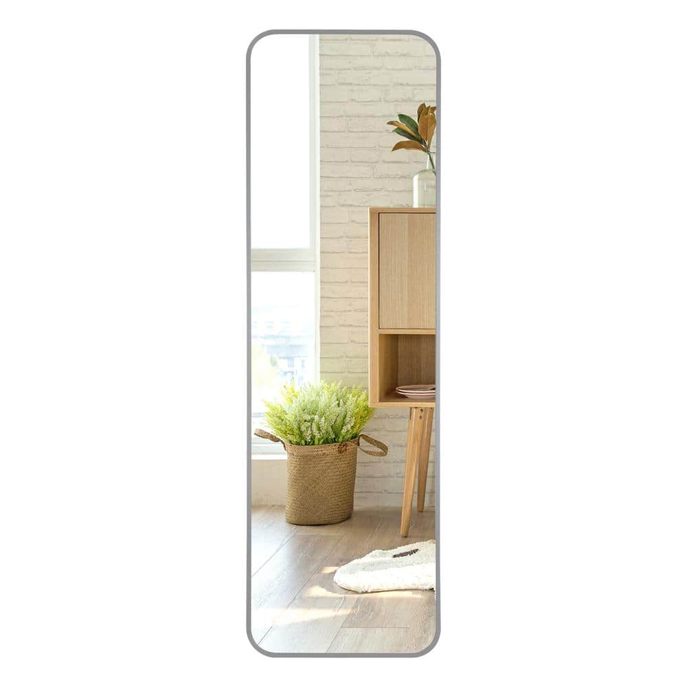 14 in. W x 47 in. H Oval Frameless Tilt Wall Bathroom Vanity silver Mirror 