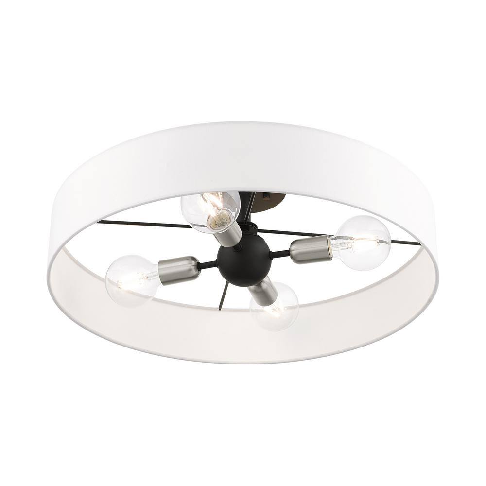 Elegant Black and Brushed Nickel 4-Light Drum Semi-Flush Mount