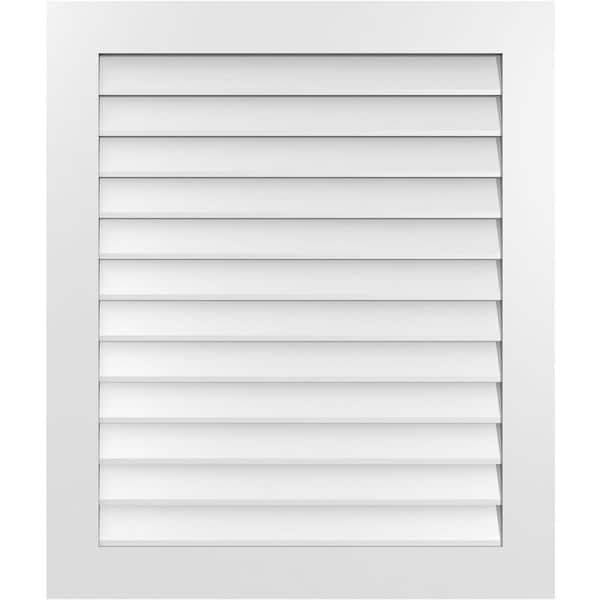 Ekena Millwork 34" x 40" Rectangular White PVC Paintable Gable Louver Vent Non-Functional