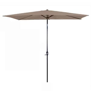 10 ft. x 7 ft. Crank Lift Rectangle Outdoor Patio Market Umbrella in Taupe (Base Not Included)