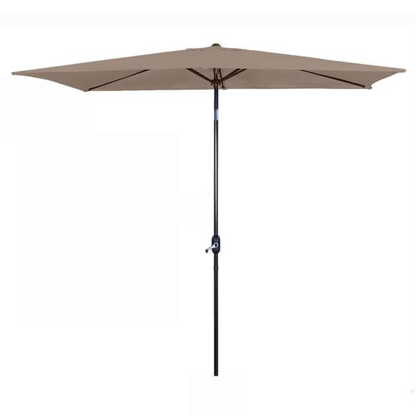 Tidoin 10 ft. x 6.5 ft. Steel Market Tilt Patio Umbrella in Brown
