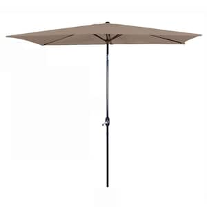 10 ft. Rectangle Market Patio Umbrella with Tilt and Crank Mechanism in Taupe