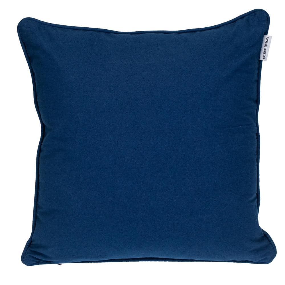Blue and White Embroidered Geometric Square 20" Pillow