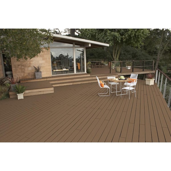 BEHR PREMIUM ADVANCED DECKOVER 1 gal. #SC-109 Wrangler Brown Smooth Solid  Color Exterior Wood and Concrete Coating 500001 - The Home Depot