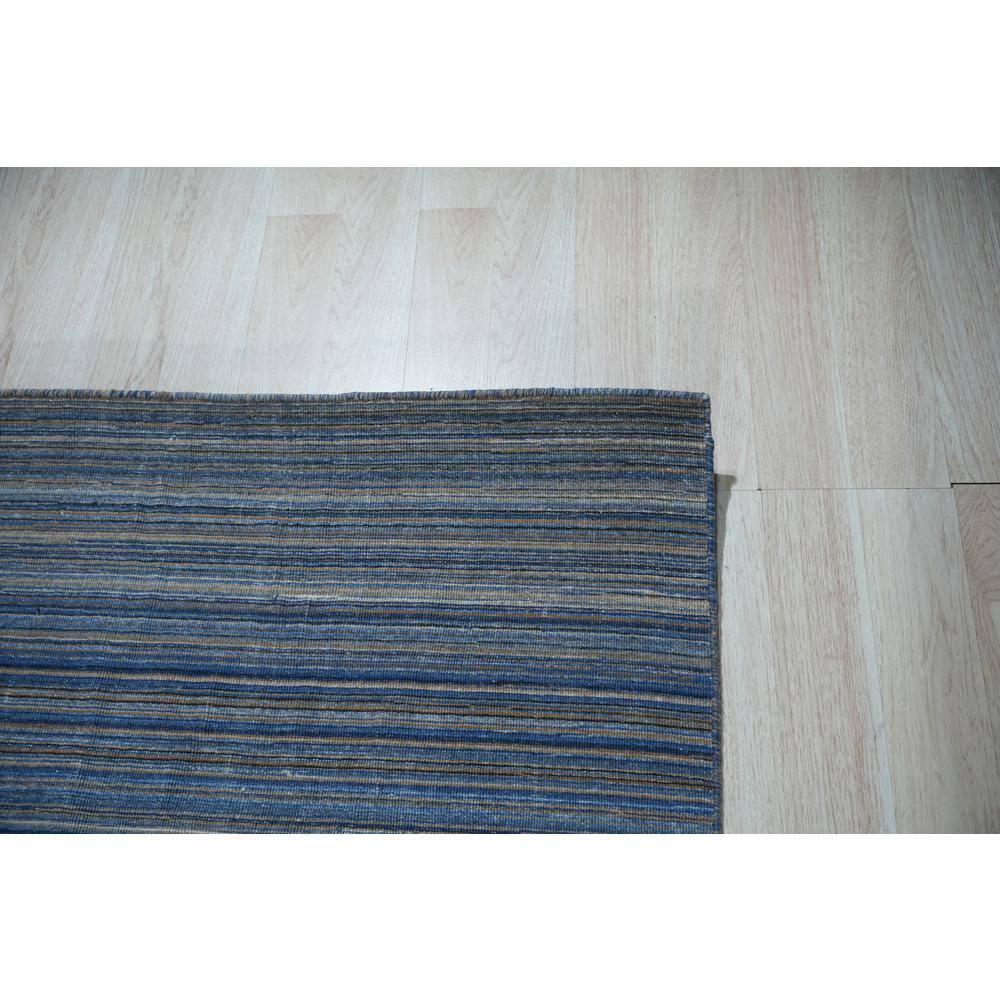 Blue and Gray Handmade Polyester Striped Indoor/Outdoor Area Rug