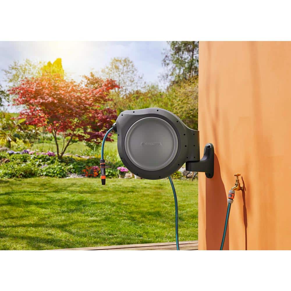 Gardena 82 ft. Gray Automatic Retractable Wall Mounted Hose Reel