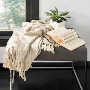 Danita 50 in. x 70 in. Beige Throw Blanket