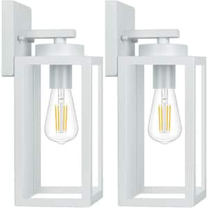 Farmhouse 12.8 in. Gray Indoor/Outdoor Hardwired Coach Sconce with No Bulbs Included 2-Pack