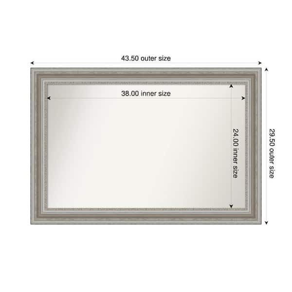Amanti Art Parlor Silver 43.5 in. x 29.5 in. Custom Non-Beveled Recycled Polystyrene Framed Bathroom Vanity Wall Mirror