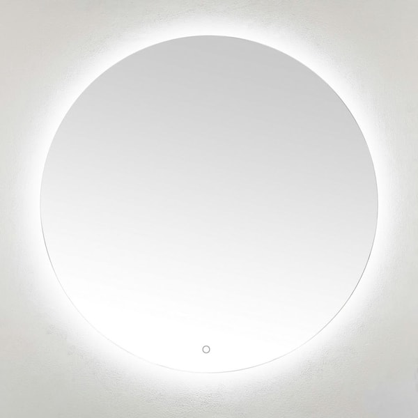 SAFAVIEH Ashden 36 in. W x 36 in. H Aluminum Round Modern Silver LED Wall Mirror
