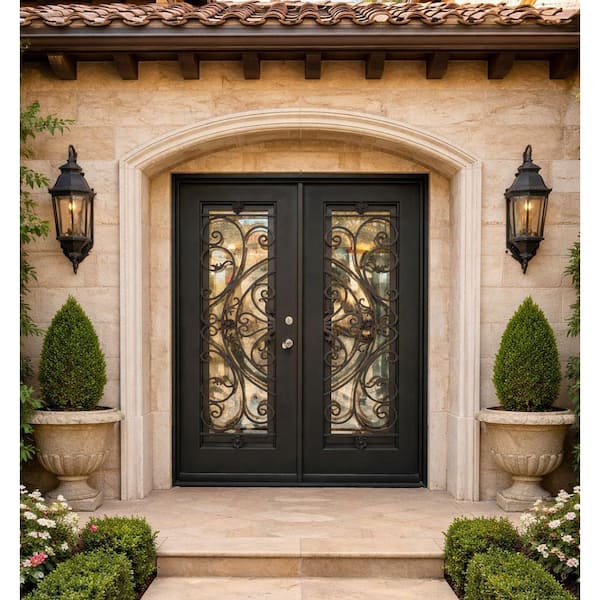Tessari Doors C12 52 in. x 96 in. Black P Left-Hand/Inswing Clear