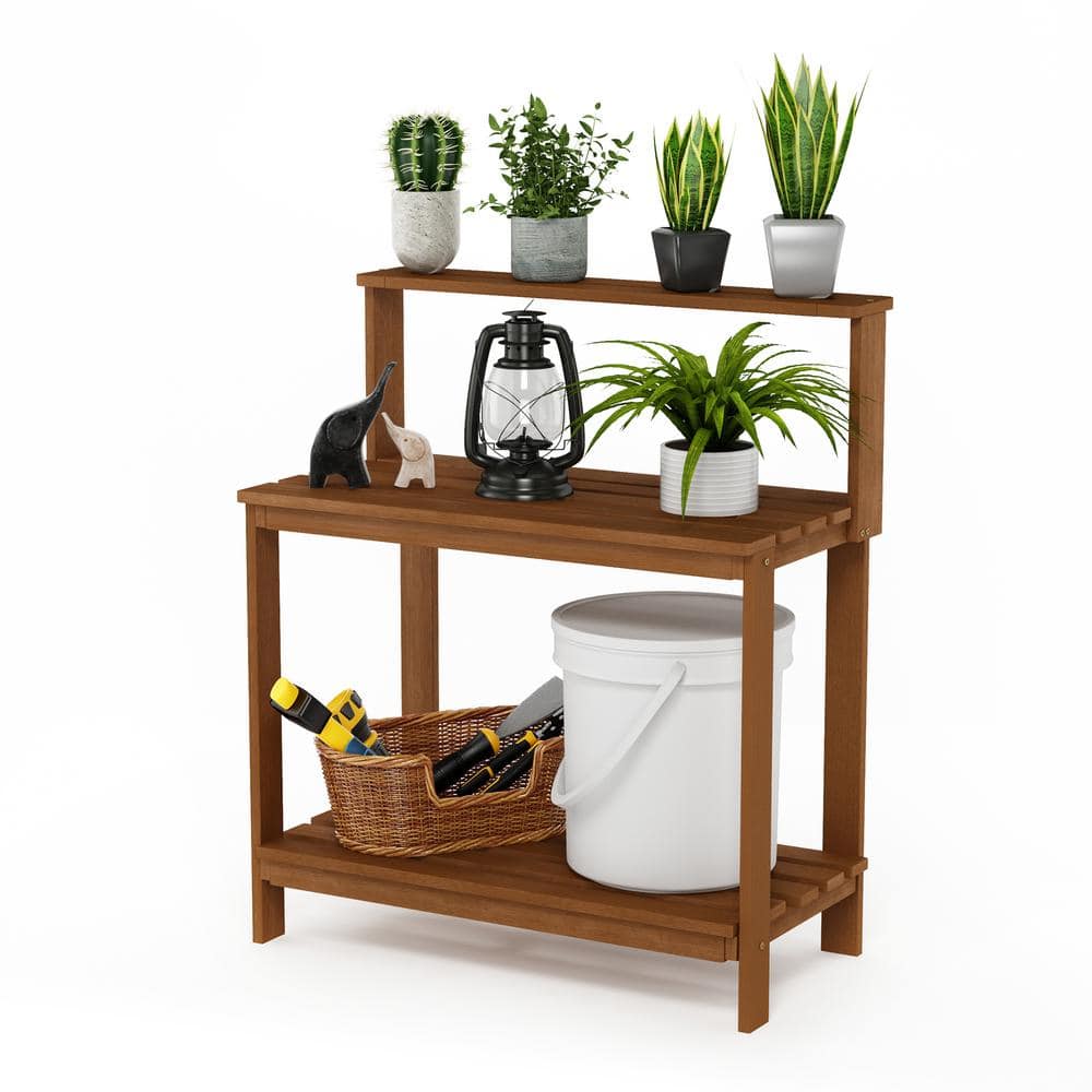 Natural Teak Wood Modern Potting Bench for Garden Enthusiasts