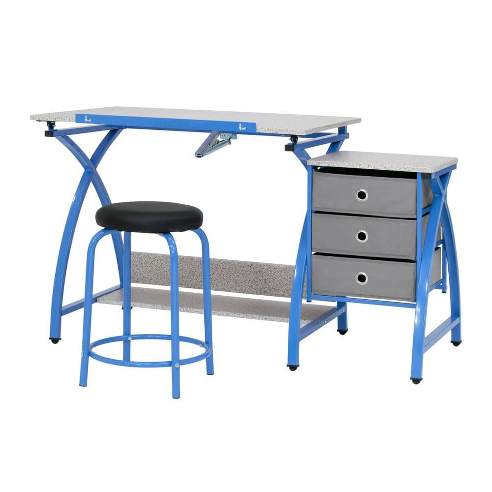 Comet Plus Blue/Gray Craft Table with Stool and Storage - 40.25" x 26"
