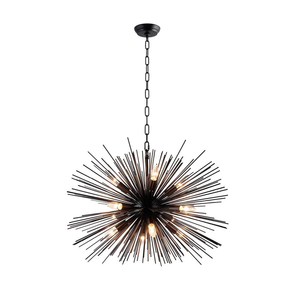 12-Light Black Sputnik Chandelier with no bulbs included