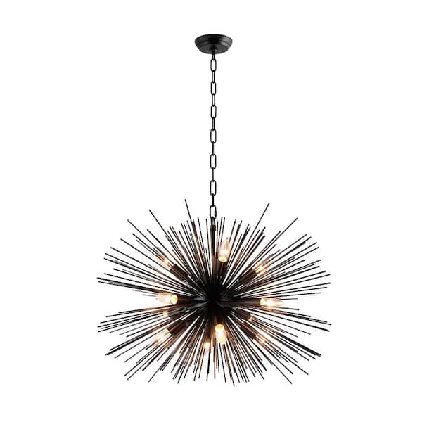 Unbranded 12-Light Black Sputnik Chandelier with no bulbs included