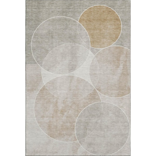 Mayfield Premium Machine Washable Abstract AMF2286 Beige 5 ft. x 7 ft. 6 in. Area Rug