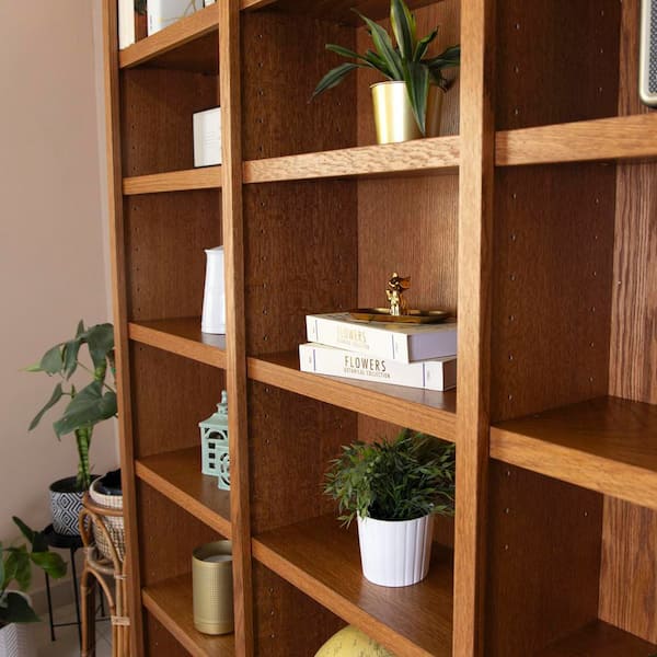Concepts In Wood 84 in. Dry Oak Wood 18-shelf Standard Bookcase