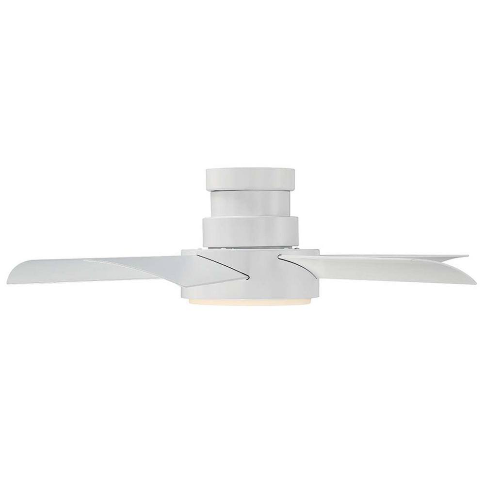 Vox 38" Matte White Smart Flush Mount Ceiling Fan with LED