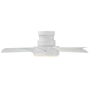 Vox 38 in. LED Indoor/Outdoor Matte White 5-Blade Smart Flush Mount Ceiling Fan with 3000K Light Kit and Remote Control