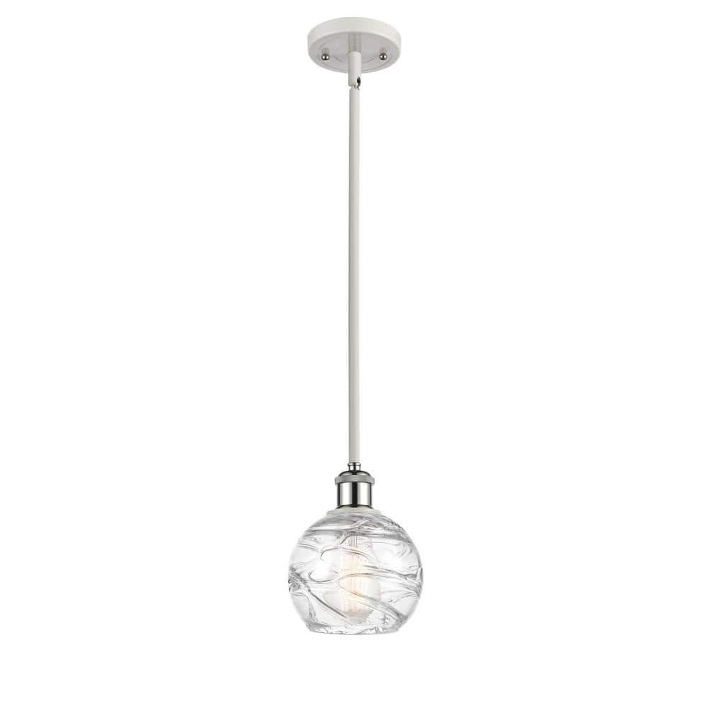 Innovations Athens Deco Swirl 1 Light White and Polished Chrome Globe Pendant Light with Clear Deco Swirl Glass Shade