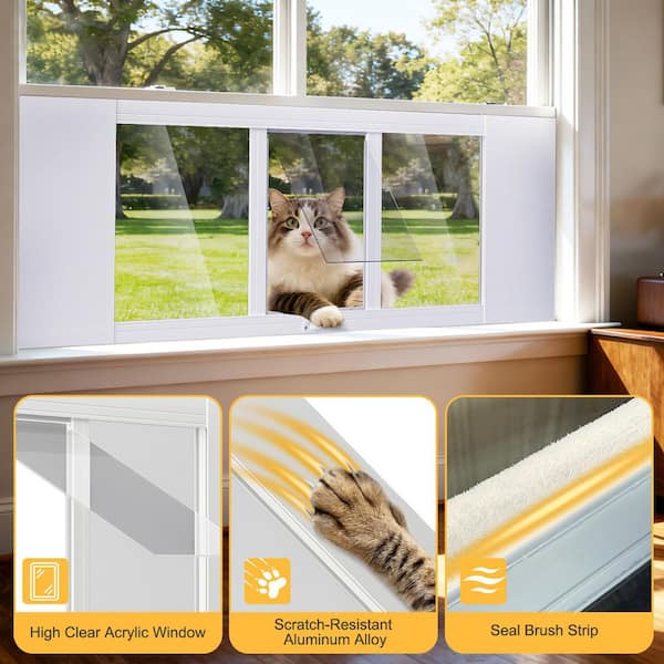 BOZTIY Cat Door for Window Full-Size Window Pet Doors Fits 23 in