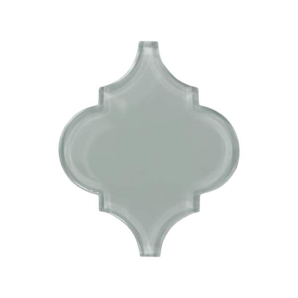 Arabesque Lantern Gray 6 in. x 6 in. Polished Glass Wall Mosaic Tile (0.25 sq. ft./Case)