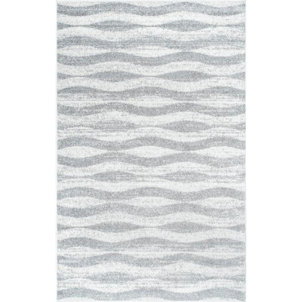 nuLOOM Tristan Modern Striped Gray Doormat 3 ft. x 5 ft. Area Rug