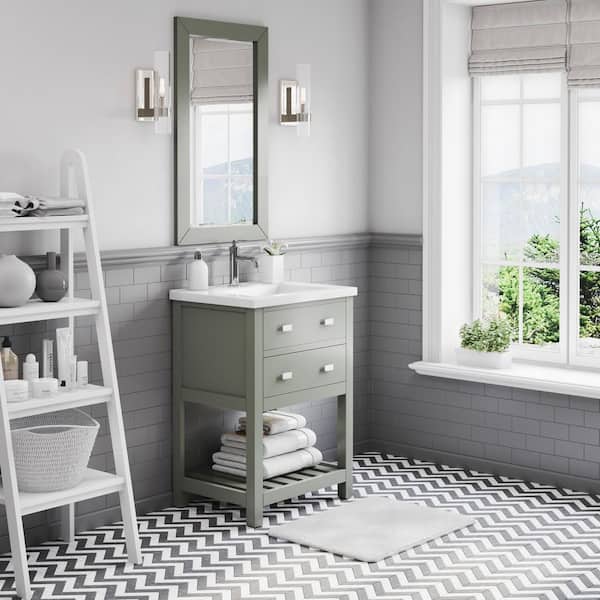 Viola 24 in. W x 18 in. D Bath Vanity in Glacial Green with Ceramic with Ceramics Vanity Top in White with White Basin