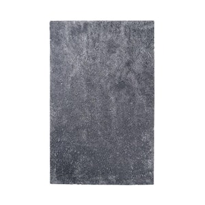 5' X 8' Grey Shag Stain Resistant Area Rug