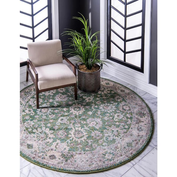 Penrose Krystle Green 3 ft. 3 in. x 3 ft. 3 in. Round Rug