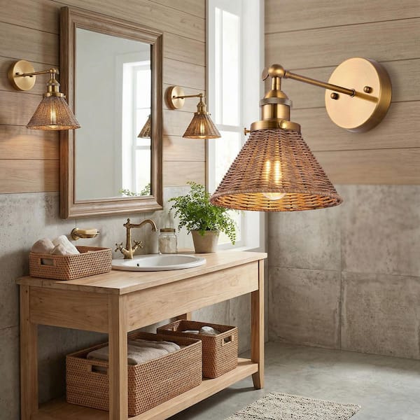 matrix decor 6.88 in. 1-Light Boho Antique Gold Wall Sconce Light