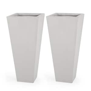 Bailor 28.50 in. Matte White Lightweight Concrete Outdoor Patio Planters (Set of 2)