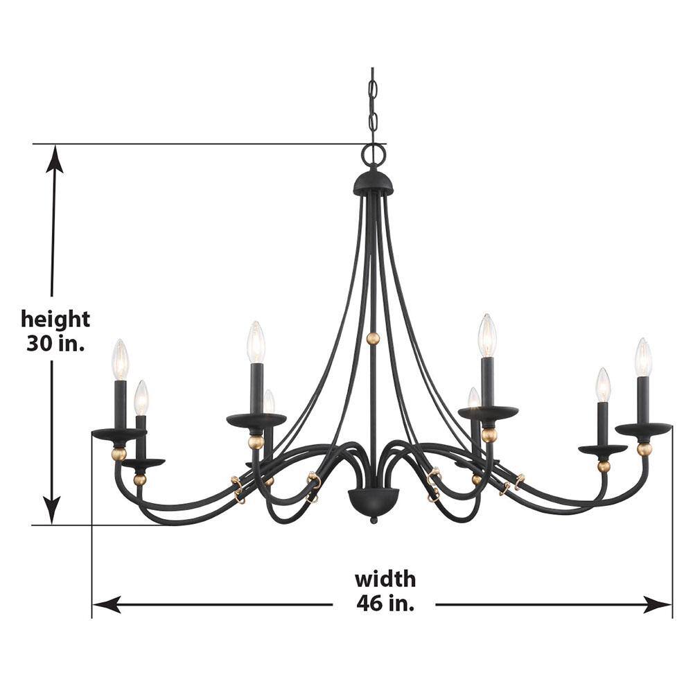 Westchester County Sand Coal and Skyline Gold Leaf 8-Light Chandelier