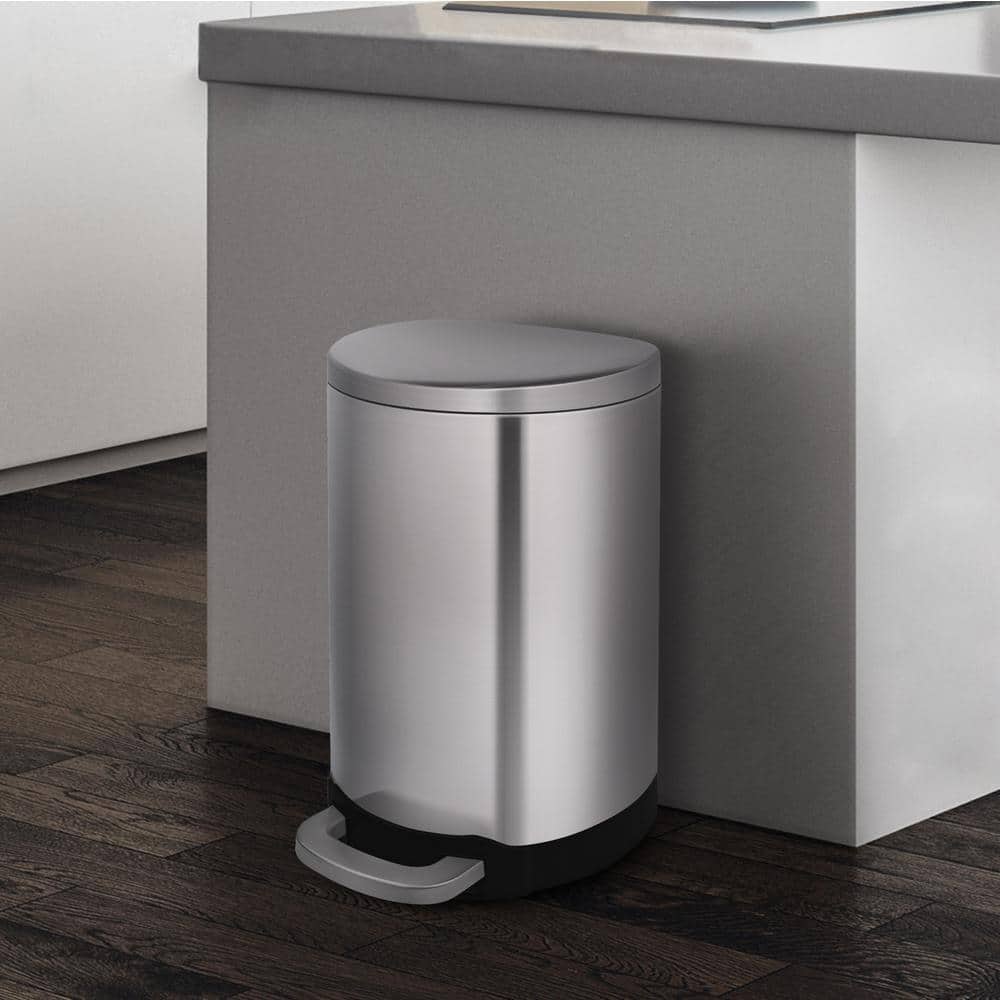 3.2 Gallon Brushed Stainless Steel Step-On Trash Can