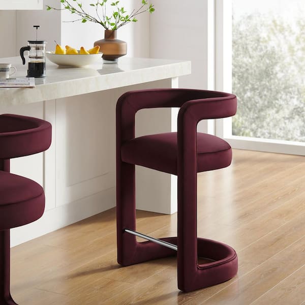Winslow 35.5 in. H Mulberry Red Low Back Wood Frame with Performance Velvet Seat