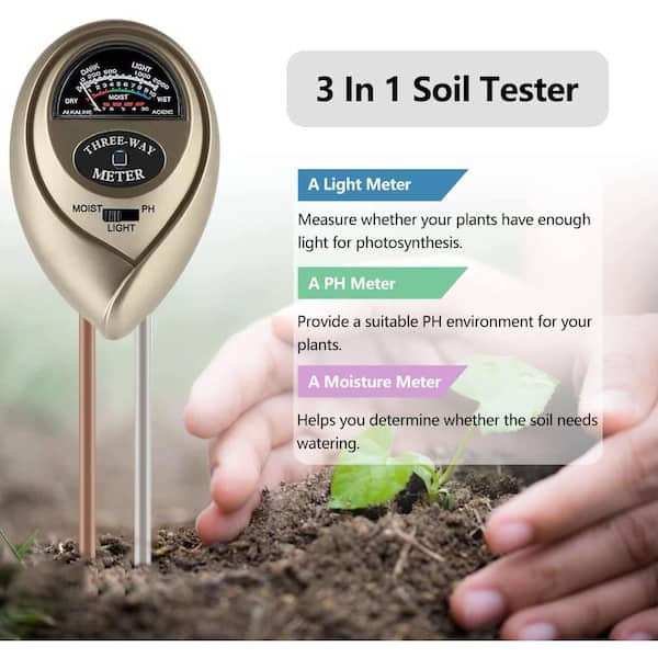 Cubilan 4 in 1 Soil Moisture Meter, PH Meter/Sunlight Intensity/Ambient  Humidity Backlit LCD Display Soil Tester B09N36NBG2 - The Home Depot