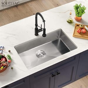 Stainless Steel 27 in. 18-Gauge Single Bowl Undermount Kitchen Sink with Bottom Grid