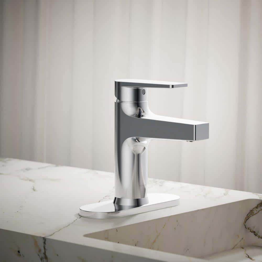 Polished Chrome Single-Handle Bathroom Faucet with Escutcheon