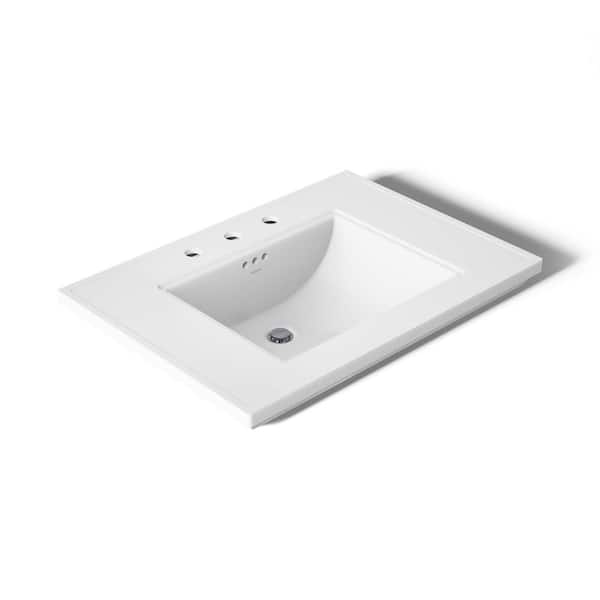 KOHLER Memoirs 30 in. Ceramic Countertop Sink Basin in White with Overflow Drain