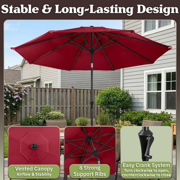 10 ft aluminum market auto tilt patio umbrella in chili Above Feet Solar LED (Ash) : Patio, Lawn & Garden Introducing our cutting Hampton Bay 10 ft. Aluminum